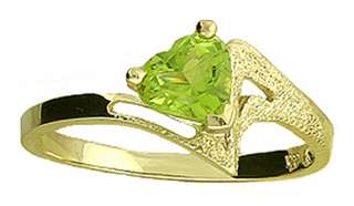 14K Solid Gold Ring Natural Peridot Heart Shape Gemstone Solitaire Sz 