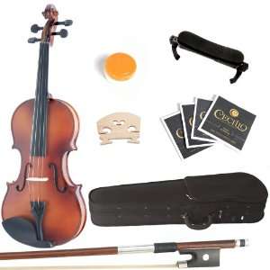  Mendini 1/10 MV300 Solid Wood Violin in Satin Finish with 
