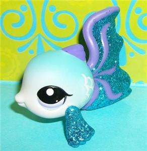 Littlest Pet Shop~#2129 BLUE & PURPLE SPARKLE GUPPY FISH Glitter~P178 
