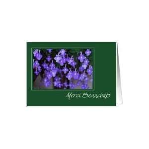  french thank you merci beaucoup purple flowers Card 