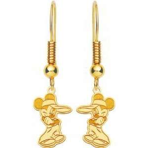  14K Gold Disney Mickey Mouse Dangle Earrings Jewelry