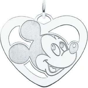  Sterling Silver Disney Mickey Mouse Heart Charm Jewelry