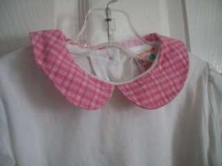 PINK PLAID FLANNEL PETER PAN COLLAR WHITE TOP SHIRT 4T  