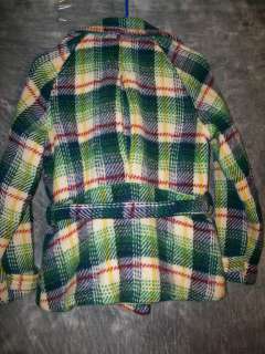 vtg 40s WOOL PLAID DOUBLE BREASTED WOMENS SKI JACKET, COTTON LINED, S 