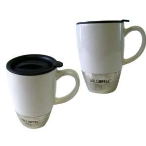 Mr. Coffee 5in Classic White 15oz. Travel Coffee Mug with Handle 