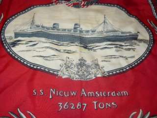VINTAGE CRUISE SHIP SS NIEUW AMSTERDAM SCARF 1938 1974  