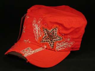 Stars Key Wings Red Military Hat Cadet Castro Cap Vintage Jewels from 
