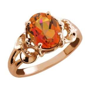   30 Ct Oval Twilight Orange Mystic Quartz Rose Gold Plated Silver Ring