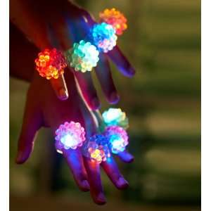  Flashing Jelly Finger Rings Party Pack, Set of 24 Toys 