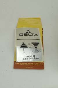 NEW DELTA ROCKWELL MODEL 32 RADIAL DRILL PRESS DECAL 448017540002 