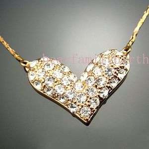 18K rose gold Gp Swarovski Crystal HEART necklace 272  