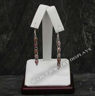 White Leather Rosewood Earring Tree Jewelry Display   