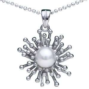  925 Sterling Silver Pearl Rays Pendant Necklace Pugster Jewelry