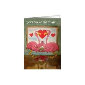  Love Pink Flamingo Cut to the Chase Paper Greeting Card 