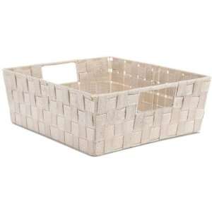  Plastic Rattan Shelf Basket, LARGE, LATTE