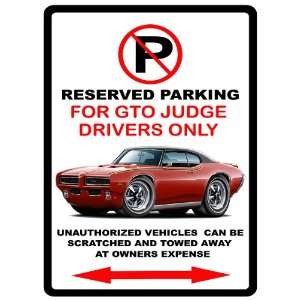  1969 Pontiac GTO Judge Muscle Car toon No Parking Sign 