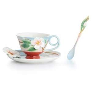  Franz Porcelain Everlasting Love Camellia Cup Saucer Spoon 