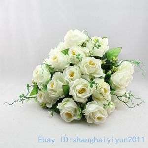 25 PCS Silk Roses Buds Wedding Bouquet Artificial Flowers F71  