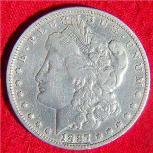   UNDER LINE DATE 1887 O MORGAN SILVER ONE DOLLAR US COIN LIBERTY 1 NR