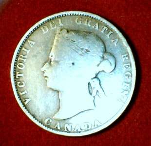 1874H Queen Victoria Canada Silver 25 Cent Quarter  