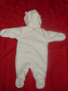 Baby GIRL BOY White SnowSuit Fleece OLD NAVY 0 3 Months soft warm hood 