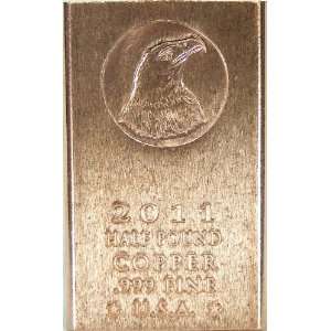   5lb) Eagle Copper Bullion Bar .999 Fine SGS Certified 