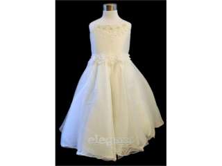 Ivory Bead Wedding Flower Girl Party Dress Gown 2 11 T  
