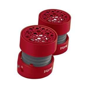  iHOME RED RECHARGEABLE MINI SPEAKERSSOUND DEFYING SPKRS 