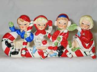 Vtg Christmas Ceramic Candy Cane Kids Stocking Holder  
