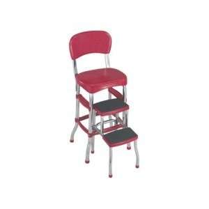  Retro Chair with Step Stool   Red: Home & Kitchen