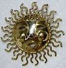 large vintage celestial sun sun rays pin brooch pendant 2