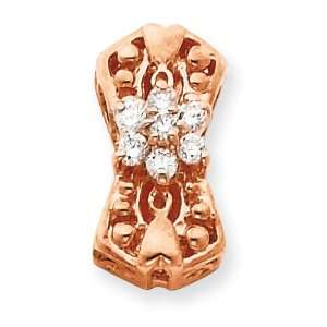  14k Rose Gold Diamond Flower Bracelet Slide Jewelry