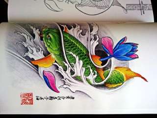 China Rare Koi Tattoo Flash Books Magazine Manuscript  