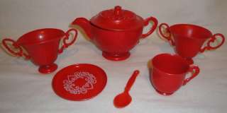 Vintage Childs Tea Coffee Pot Set Cups Spoon Plate  
