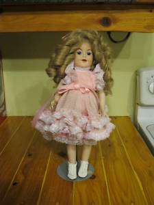 Beautiful Pink Porcelain Doll shirley Temple signed  