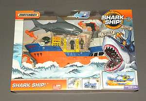 Matchbox Cars Toy Shark Ship Play Set Boat Mega Rig Floats, Rolls NEW 