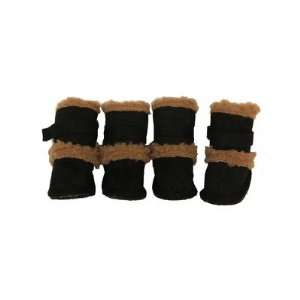  Pet Life F4BK Duggz Snuggly Shearling Dog Boots in Black 