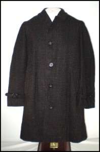 vtg 50s mens Hunting Ridge Wool Tweed Car Coat sz 40  