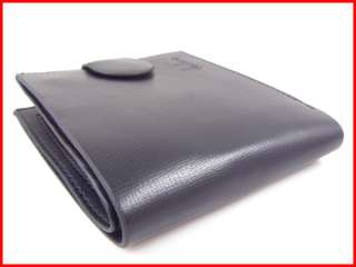 bifold black real genuine leather zip wallet ID holder  