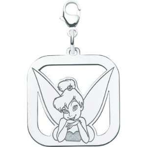   Sterling Silver Disney Tinker Bell Square Lobster Clasp Charm Jewelry