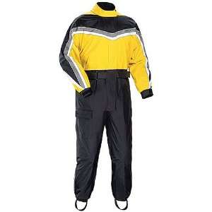   Piece On Road Motorcycle Rain Suits   Color: Yellow/Black, Size: Small