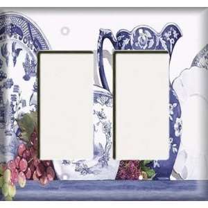    Double Rocker Plate   Blue and White Teapot