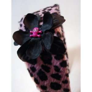  NEW Black Flower with Pink Skull Leopard Headband, Limited 