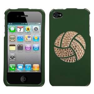 Forest Green and White Crystal Rhinestone Bling Bling Volleyball Sport 