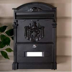   Locking Wall Mount Mailbox   Black Powder Coat: Home Improvement
