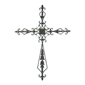  Ornate Metal Christian Cross Wall Hanging Fleur de Lis 