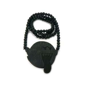 Black Wooden BOO Pendant and 36 Inch Necklace Chain Good Quality Wood